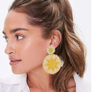 ✨Last Pair ☀️ Handmade BoHo Beaded Drop Earrings🌻✨